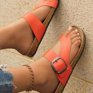 Stylish Coral Sandals with Buckle